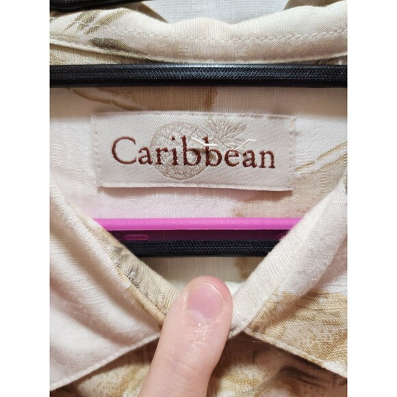 CARIBBEAN MENS XL MENS BUTTON UP SHIRT FLORAL VINTAGE Y2K TROPICAL VACATION SOFT - Picture 16 of 16